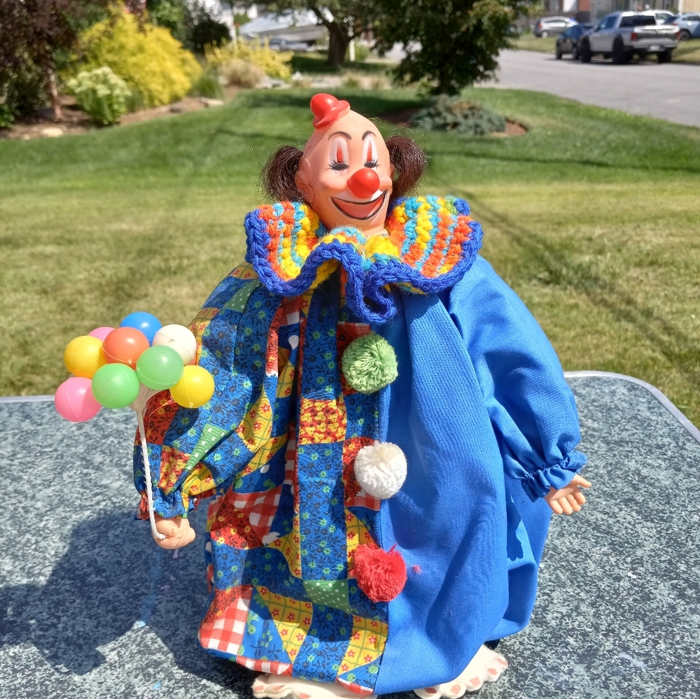 Handmade Vintage Circus Birthday Clown Doll w/Balloons